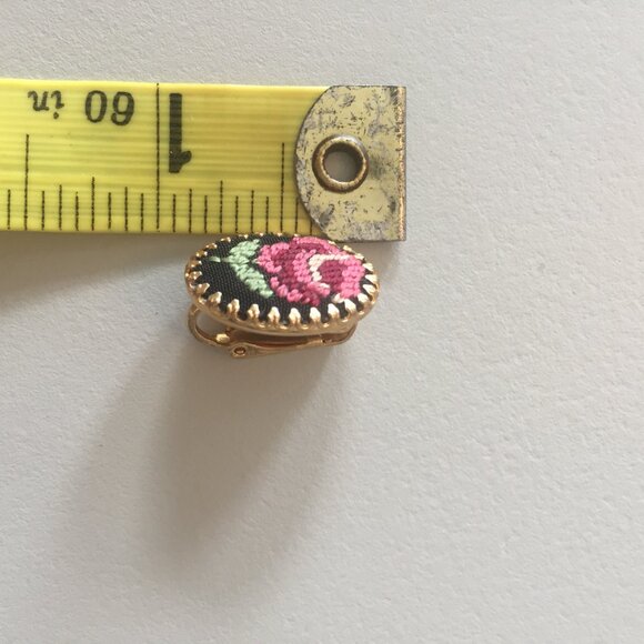 Miniature Framed Needle Point Earrings - Picture 7 of 9